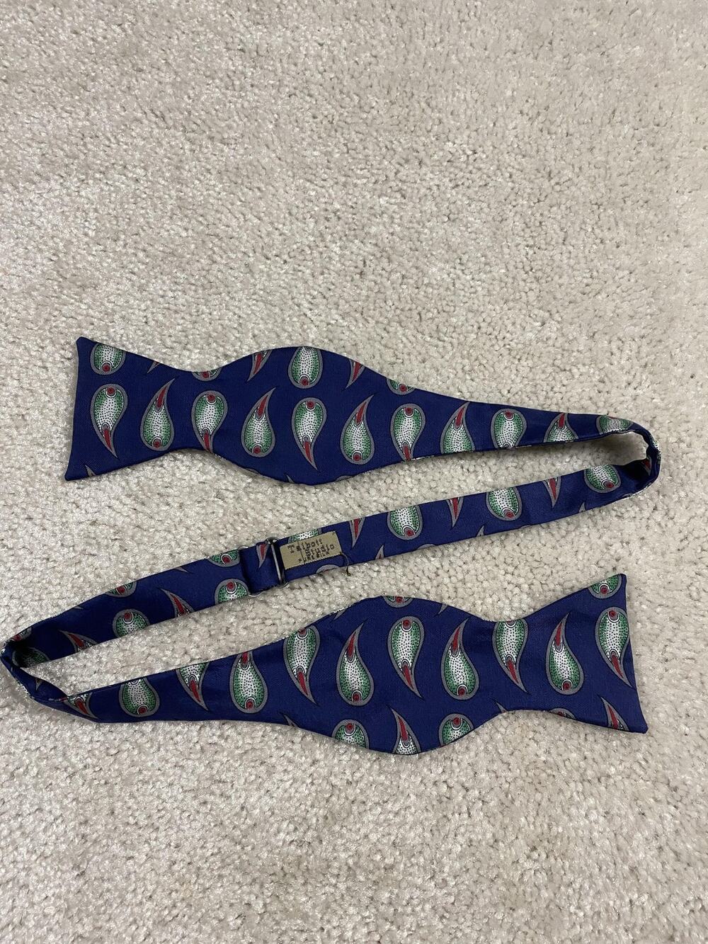 Robert Talbott Bow Tie Mens Blue Silk Paisley Adjustable Menswear Ivy Prep